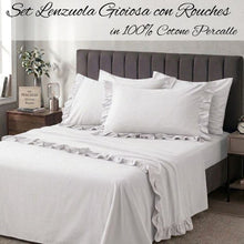 Carica l'immagine nel visualizzatore di Gallery, Completo Letto Gioiosa con Rouches in Cotone Percalle
