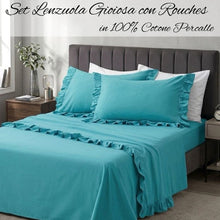 Carica l'immagine nel visualizzatore di Gallery, Completo Letto Gioiosa con Rouches in Cotone Percalle