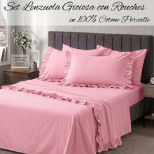 Carica l'immagine nel visualizzatore di Gallery, Completo Letto Gioiosa con Rouches in Cotone Percalle