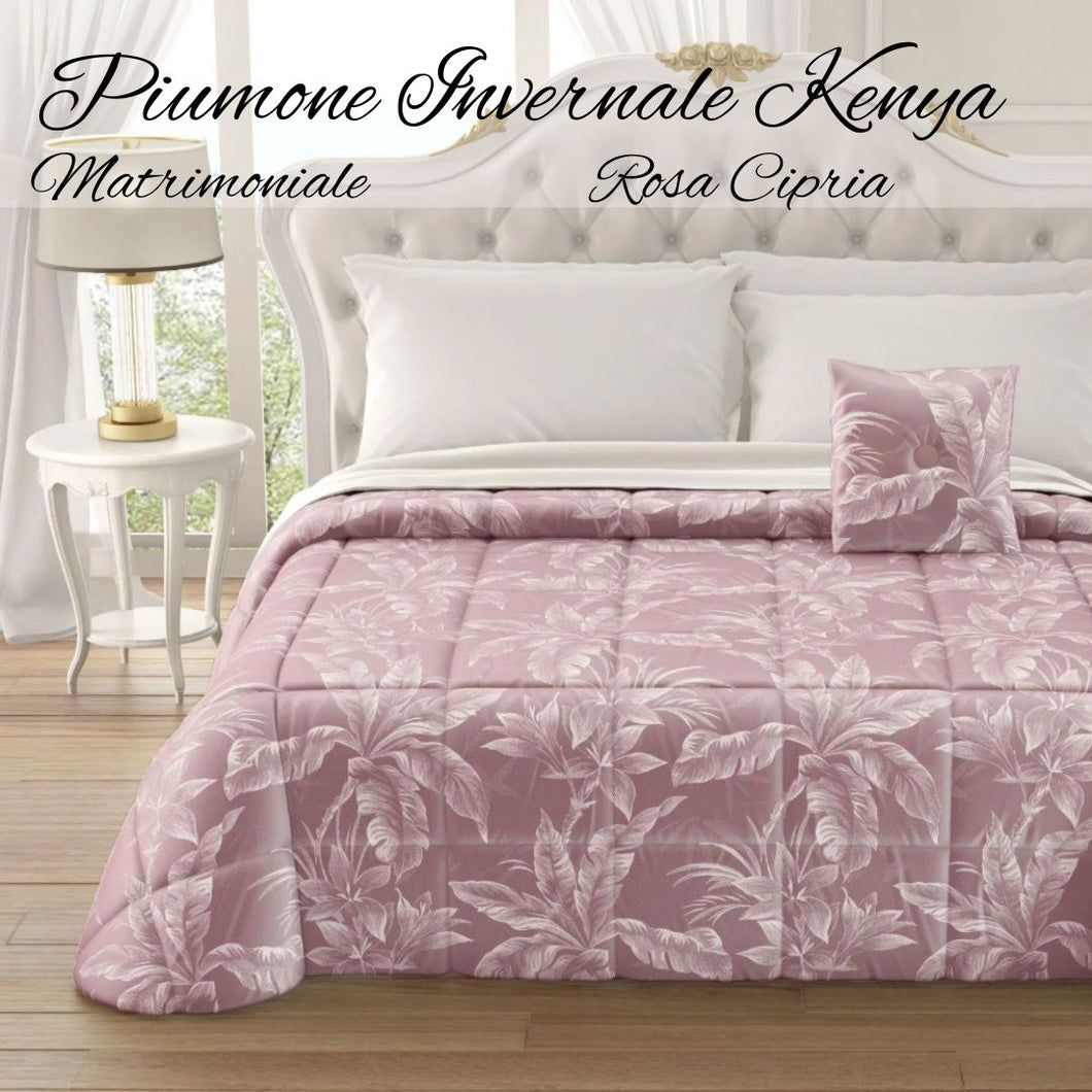 Piumone Kenya/Gemma  in soffice velluto con lavorazione jacquard e cuscino arredo