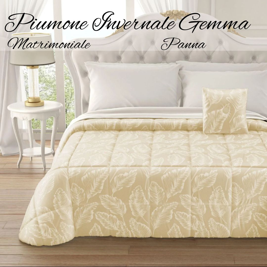 Piumone Gemma in morbido velluto con lavorazione jacquard e cuscino arredo